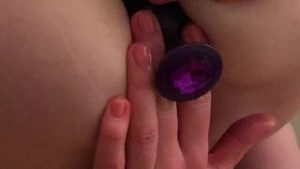 Stupid Slut Struggles to Fit Her Large Buttplug Up Her Ass